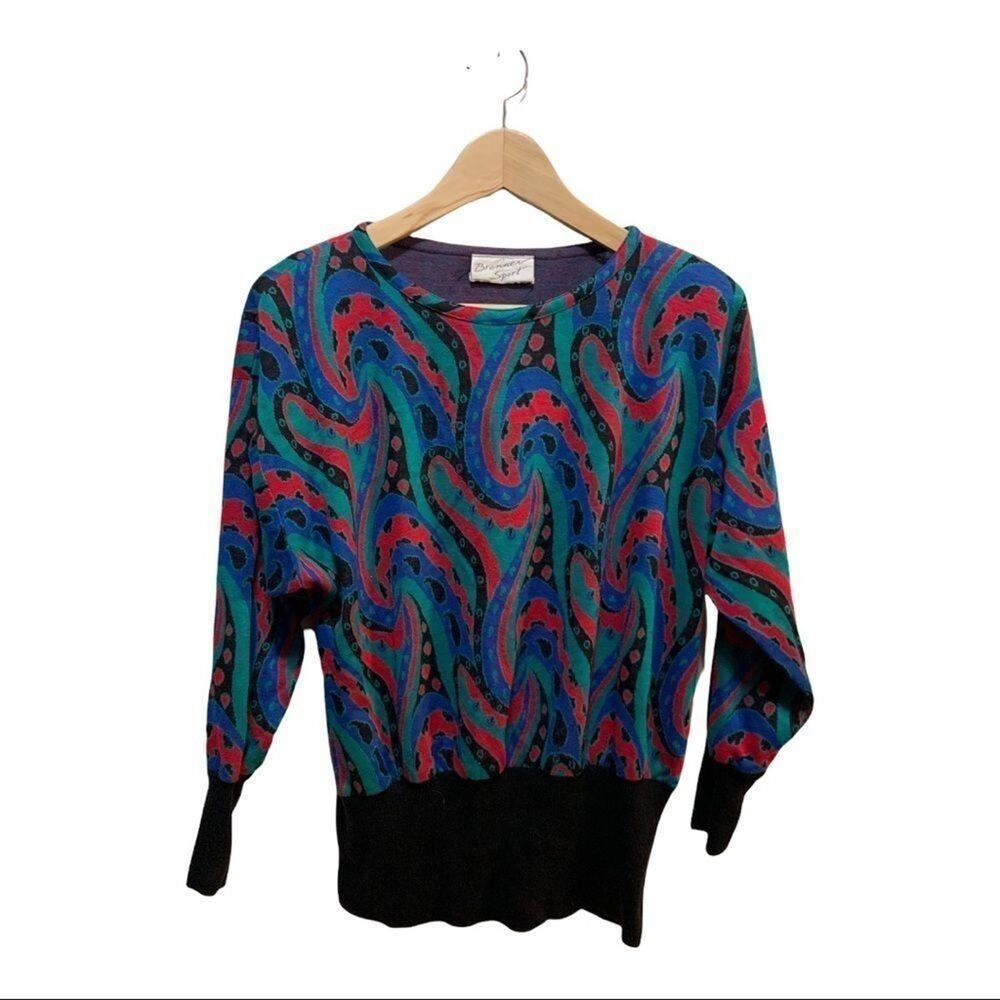 Vintage brenner sports neon 80s sweater! Vibrant bright colors!